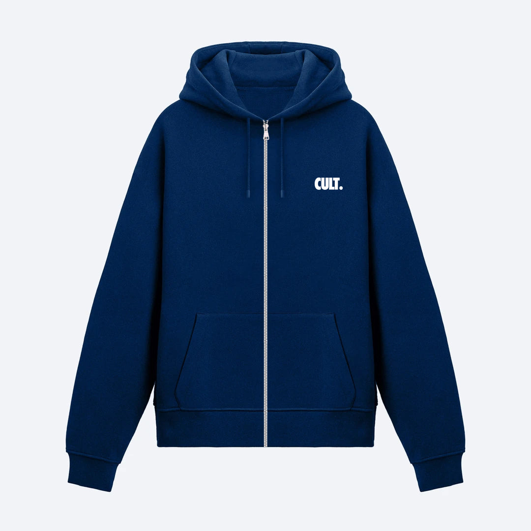 Lacivert Fermuarlı Basic Hoodie
