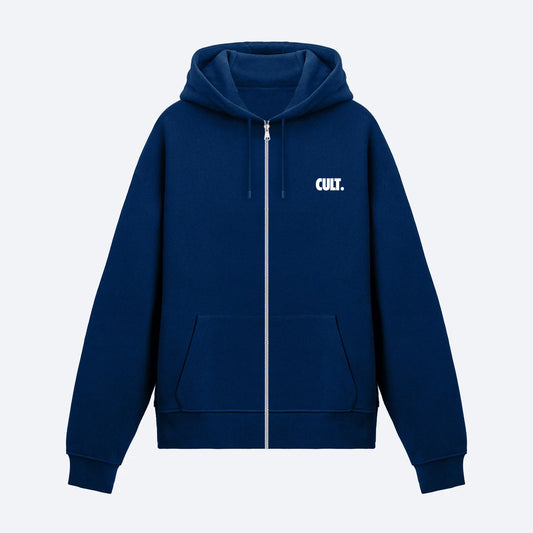 Lacivert Fermuarlı Basic Hoodie
