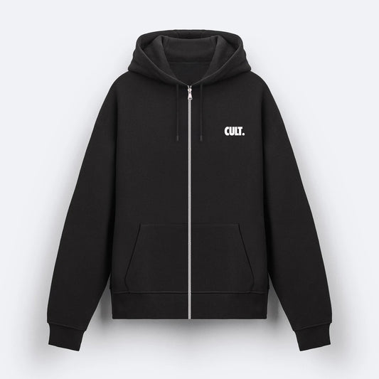 Siyah Fermuarlı Basic Hoodie
